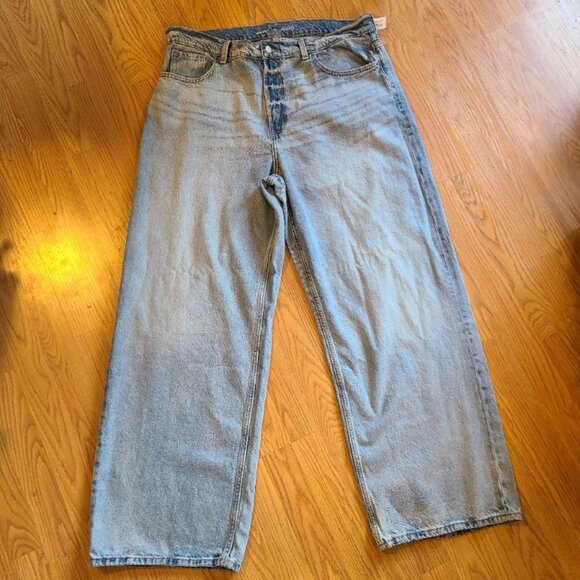 NEW NWT! OLD NAVY EXTRA HIGH-RISE BAGGY WIDE LEG JEANS RIGID DENIM sz 18 Tall - Picture 2 of 6